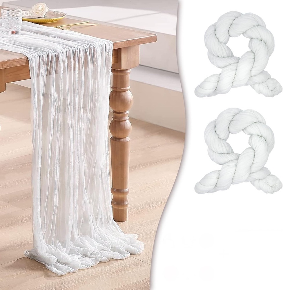 NEW 2 Pack Boho Ivory Cheesecloth Table Runner Decoration Wedding Cheese Cloth